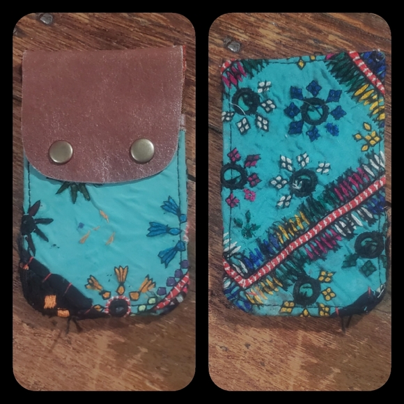 🌎👽 Free People Boho Embroidered Repurposed vtg banjara hippie Wallet card case - Picture 8 of 8